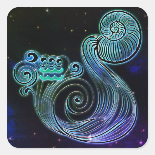 aquarius de waterdrager vierkante sticker (Voorkant)