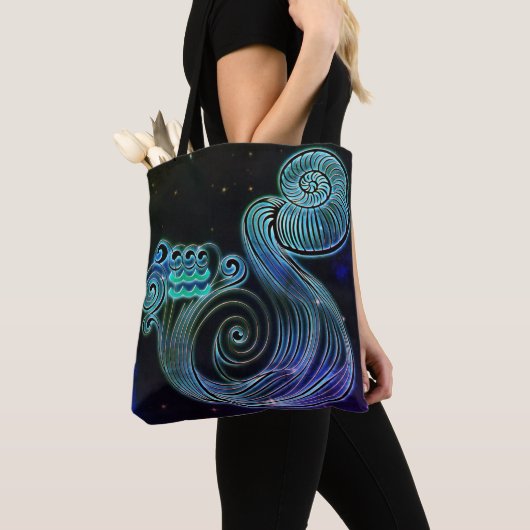 aquarius de waterdrager zoödiac canvas tas (Dichtbij)