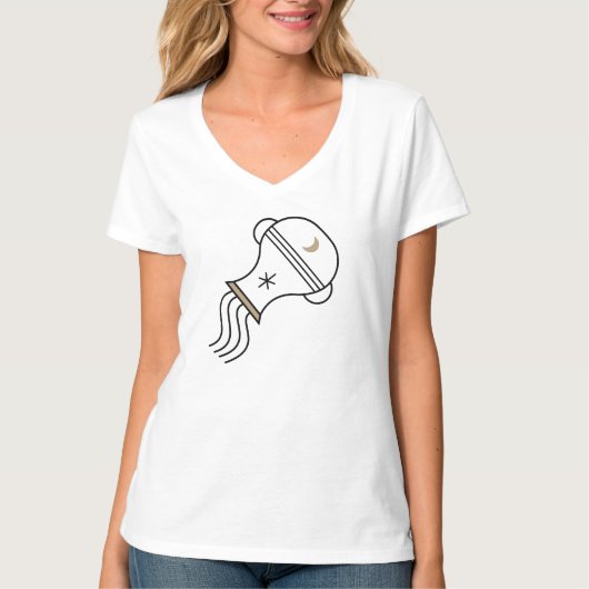 Aquarius de zwarte en goudstrologie van de waterdr t-shirt (Voorkant)