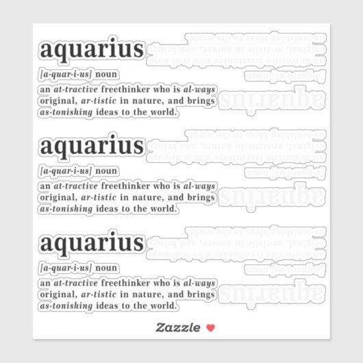 Aquarius Definitie Esthetische Astrologie Cadeau Sticker (Vel)