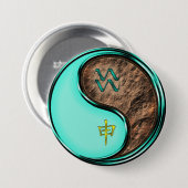 Aquarius & Earth Monkey Ronde Button 7,6 Cm (Voorkant /achterkant)