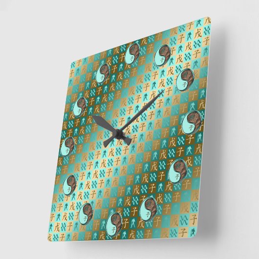 Aquarius & Earth Rat Vierkante Klok (Hoek)