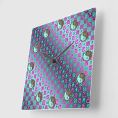 Aquarius & Earth Rooster Vierkante Klok (Hoek)