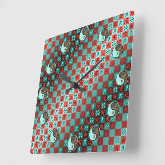 Aquarius & Earth Tiger Vierkante Klok (Hoek)