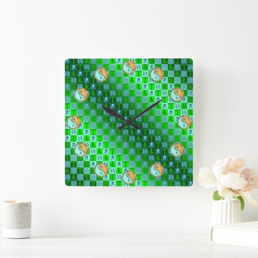 Aquarius & Fire Goat Vierkante Klok (Huis)