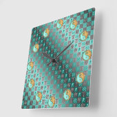 Aquarius & Fire Rabbit Vierkante Klok (Hoek)