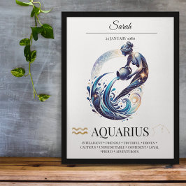 Aquarius gepersonaliseerde elegante Zodiac Waterve Poster