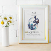 Aquarius gepersonaliseerde elegante Zodiac Waterve Poster