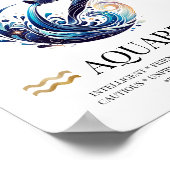 Aquarius gepersonaliseerde elegante Zodiac Waterve Poster (Hoek)