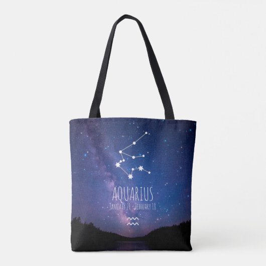 Aquarius | Gepersonaliseerde zodiac-constellatie Tote Bag (Achterkant)