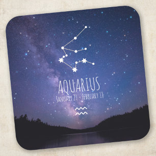 Aquarius Gepersonaliseerde zodiac-constellatie Vierkante Sticker