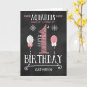 AQUARIUS Girl 1st Birthday Geboren op 21-19 feb. Kaart (Gele Bloem)