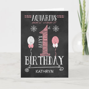 AQUARIUS Girl 1st Birthday Geboren op 21-19 feb. Kaart