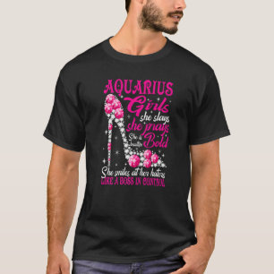 Aquarius Girl als een boss in Control diamant scho T-shirt
