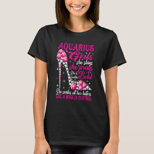 Aquarius Girl Like a Boss in Control diamond shoes T-shirt (Voorkant)