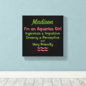 Aquarius Girl Pink en Green met naam Canvas Afdruk (Insitu (Houten vloer))