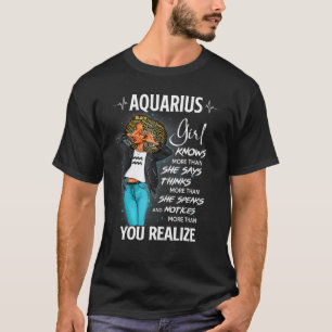 Aquarius Girl weet meer dan ze zegt voor zwart W T-shirt