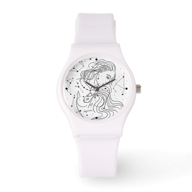Aquarius Girl Zodiac Sign Horloge (Voorkant)