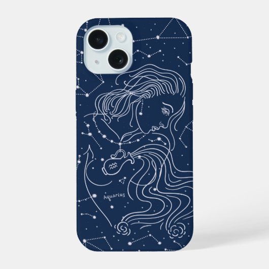 Aquarius Girl Zodiac Sign iPhone 15 Case (Achterkant)