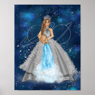 Aquarius Goddess met Ruling Planet Saturn Uranus Poster