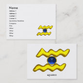 AQUARIUS GOLD JEWEL, blauw saffier, geel, wit Visitekaartje (Voorkant / Achterkant)