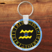AQUARIUS GOLD ZODIAC BIRTHDAY JEWEL Astrologie Sleutelhanger (Voorkant)