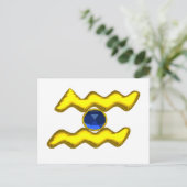 AQUARIUS/GOLD ZODIAC BIRTHDAY JEWEL BRIEFKAART (Staand voorkant)