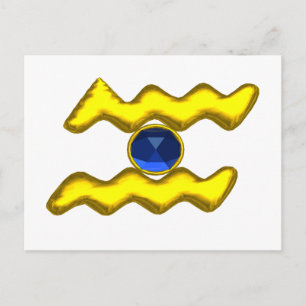 AQUARIUS/GOLD ZODIAC BIRTHDAY JEWEL BRIEFKAART