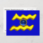 AQUARIUS/GOLD ZODIAC BIRTHDAY JEWEL BRIEFKAART (Voorkant / Achterkant)