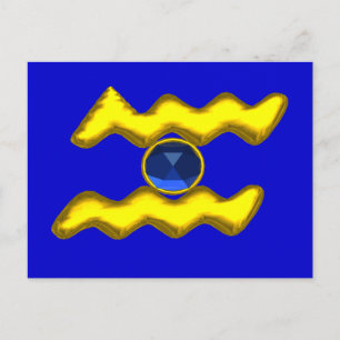 AQUARIUS/GOLD ZODIAC BIRTHDAY JEWEL BRIEFKAART