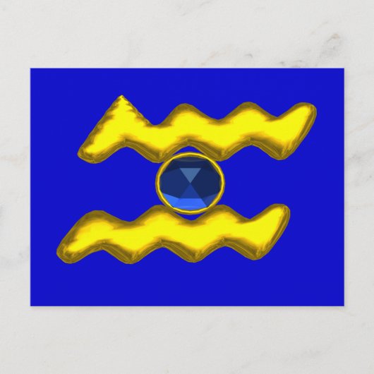 AQUARIUS/GOLD ZODIAC BIRTHDAY JEWEL BRIEFKAART (Voorkant)