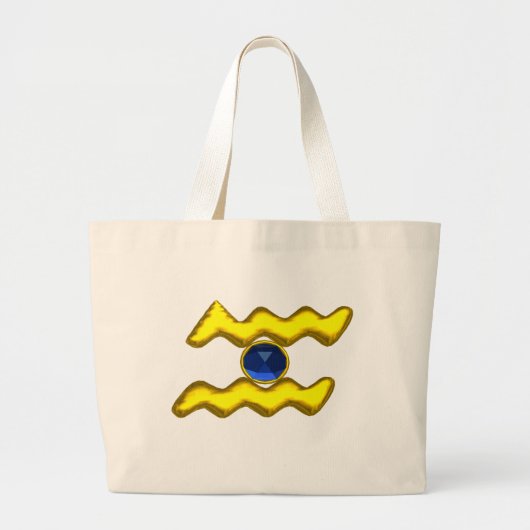 AQUARIUS/GOLD ZODIAC BIRTHDAY JEWEL GROTE TOTE BAG (Voorkant)