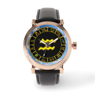 AQUARIUS GOLD ZODIAC BIRTHDAY JEWEL HORLOGE