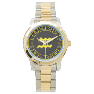 AQUARIUS GOLD ZODIAC BIRTHDAY JEWEL HORLOGE