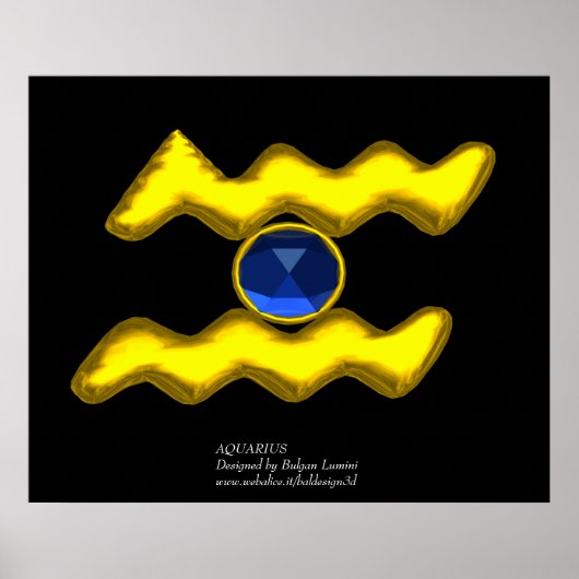 AQUARIUS/GOLD ZODIAC BIRTHDAY JEWEL POSTER (Voorkant)