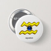 AQUARIUS/GOLD ZODIAC BIRTHDAY JEWEL RONDE BUTTON 5,7 CM (Voorkant /achterkant)