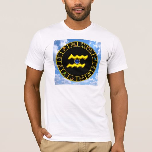 AQUARIUS/GOLD ZODIAC BIRTHDAY JEWEL T-SHIRT (Voorkant)