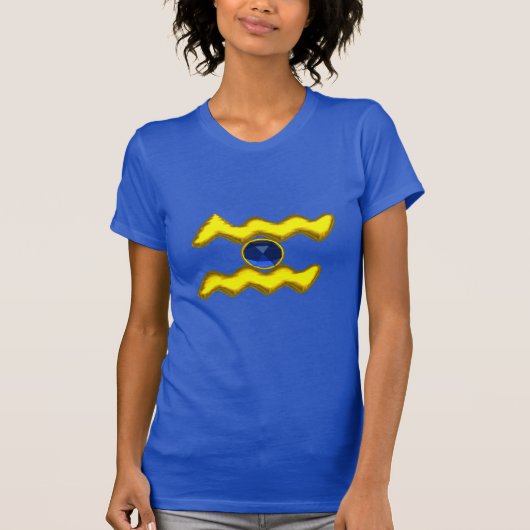 AQUARIUS/GOLD ZODIAC BIRTHDAY JEWEL T-SHIRT (Voorkant)