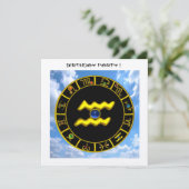 AQUARIUS.GOLD ZODIAC BIRTHDAY SIGN,ASTROLOGY CHART KAART (Staand voorkant)
