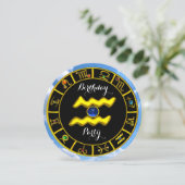 AQUARIUS.GOLD ZODIAC BIRTHDAY SIGN,ASTROLOGY CHART KAART (Staand voorkant)