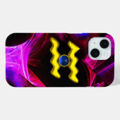 AQUARIUS GOLD ZODIAC SIGN Blue Paarse Fractals Case-Mate iPhone Case (Achterkant (horizontaal))