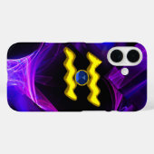 AQUARIUS GOLD ZODIAC SIGN Blue Paarse Fractals Case-Mate iPhone Case (Achterkant (horizontaal))
