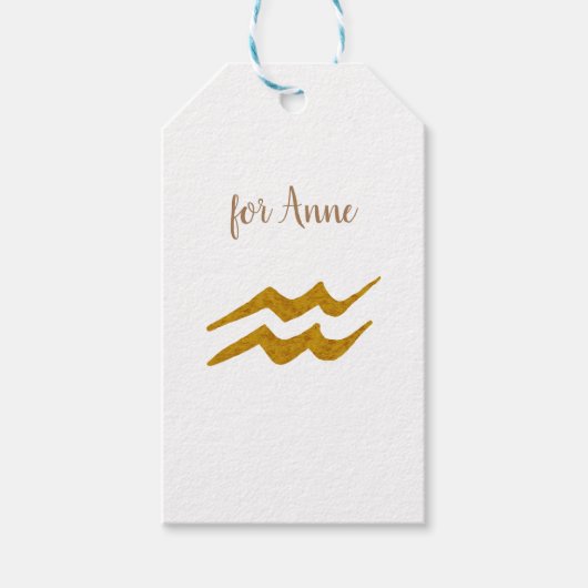 Aquarius Golden Astrology Sign Cadeaulabel (Voorkant)