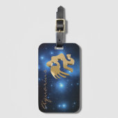 Aquarius golden sign bagagelabel (Voorkant (verticaal))
