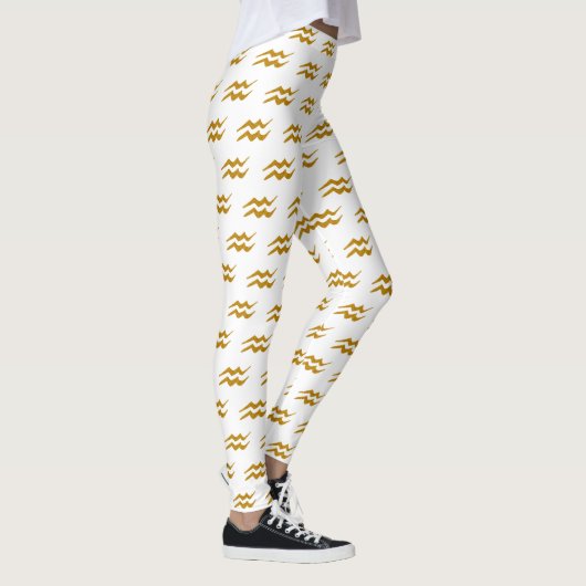 Aquarius Golden Zodiac Sign Golden Symbol Leggings (Rechts)