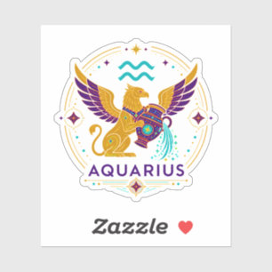 Aquarius Gouden Griffin Mystieke Urn Kunst Sticker