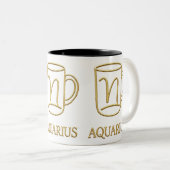 Aquarius Gouden Zodiac Design Mok (Voorkant rechts)