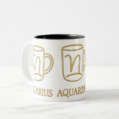 Aquarius Gouden Zodiac Design Mok (Voorkant links)