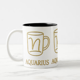 Aquarius Gouden Zodiac Design Mok
