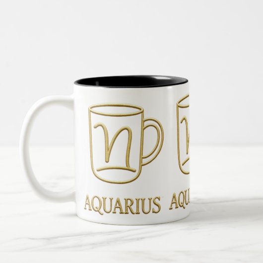 Aquarius Gouden Zodiac Design Mok (Links)